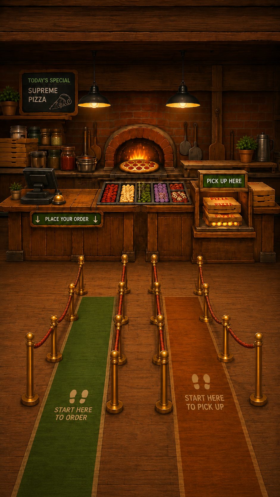 Order and pick-up counter